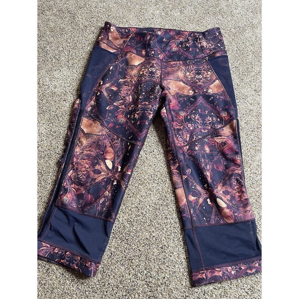 Calia Yoga Pant Carrie Underwood XL Mesh Purple Kaleidoscope Pattern 3/4 Length